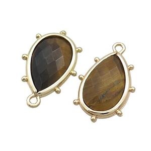 Natural Tiger Eye Stone Teardrop Pendant Gold Plated, approx 10-18mm [GM19849]