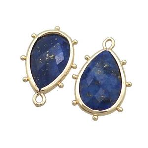 Natural Blue Lapis Lazuli Teardrop Pendant Gold Plated, approx 10-18mm [GM19850]