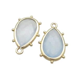 Lt.blue Jade Teardrop Pendant Dye Gold Plated, approx 10-18mm [GM19852]