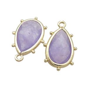 Purpel Jade Teardrop Pendant Dye Gold Plated, approx 10-18mm [GM19853]