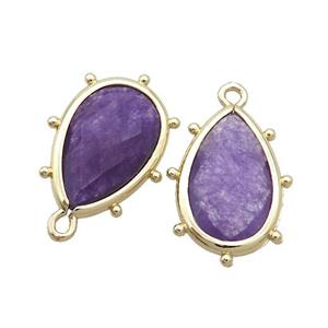 Purple Jade Teardrop Pendant Dye Gold Plated, approx 10-18mm [GM19854]