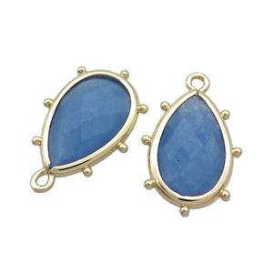 Blue Jade Teardrop Pendant Dye Gold Plated, approx 10-18mm [GM19856]