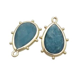 Teal Jade Teardrop Pendant Dye Gold Plated, approx 10-18mm [GM19857]
