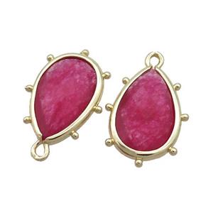 Red Jade Teardrop Pendant Dye Gold Plated, approx 10-18mm [GM19859]