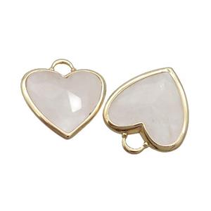White Crystal Quartz Heart Pendant Gold Plated, approx 20mm [GM19870]