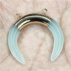 Ltgreen Cat Eye Glass Crescent Pendant 2loops Gold Plated, approx 30-35mm [GM19877]