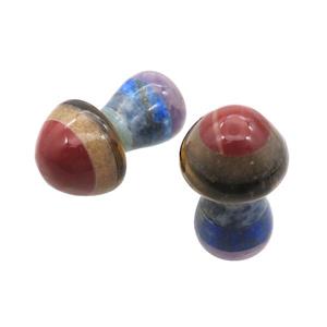 Gemstone Chakra Mushroom Pendant Yoga Multicolor Undrilled Nohole, approx 22-35mm [GM19882]
