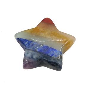 Gemstone Chakra Star Pendant Yoga Multicolor Undrilled, approx 30mm [GM19883]