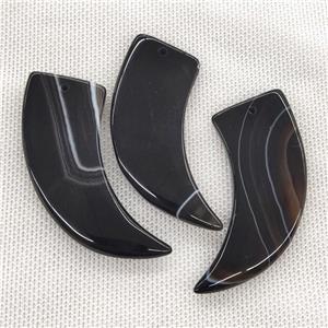 Natural Stripe Agate Horn Pendant Black, approx 20-55mm [GM19891]