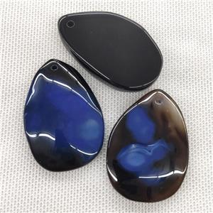 Natural Agate Teardrop Pendant Dye Blue, approx 20-50mm [GM19893]
