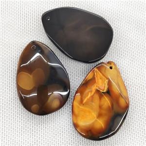 Natural Agate Teardrop Pendant Dye Orange, approx 20-50mm [GM19894]