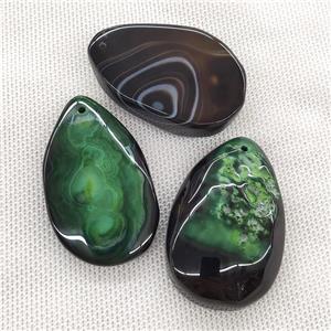 Natural Agate Teardrop Pendant Dye Green, approx 20-50mm [GM19895]