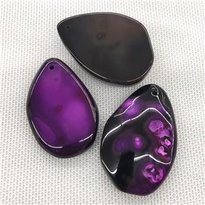 Natural Agate Teardrop Pendant Dye Hotpink, approx 20-50mm [GM19896]