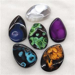 Natural Agate Teardrop Pendant Dye Mixed Color, approx 20-50mm [GM19898]