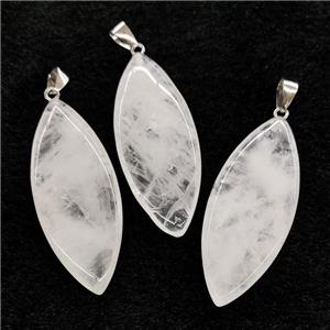 Natural White Crystal Quartz Leaf Pendant, approx 20-50mm [GM19899]