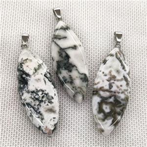Natural Tree Agate Leaf Pendant Green, approx 20-50mm [GM19900]