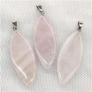 Natural Rose Quartz Leaf Pendant Pink, approx 20-50mm [GM19902]