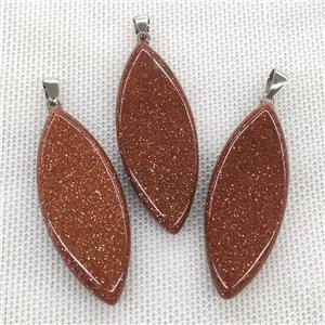 Natural Gold Sandstone Leaf Pendant, approx 20-50mm [GM19904]