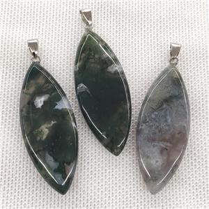 Natural Moss Agate Leaf Pendant Green, approx 20-50mm [GM19905]