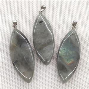 Natural Labradorite Leaf Pendant, approx 20-50mm [GM19906]