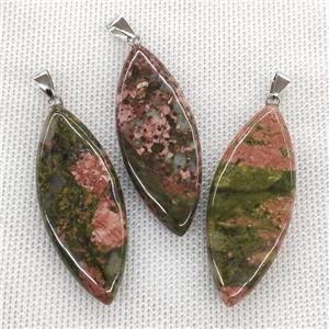 Natural Unakite Leaf Pendant, approx 20-50mm [GM19909]