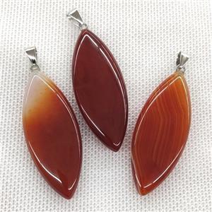 Natural Agate Leaf Pendant Red Dye, approx 20-50mm [GM19915]