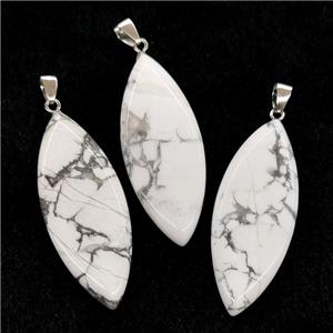 White Howlite Turquoise Leaf Pendant, approx 20-50mm [GM19918]