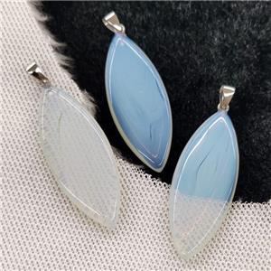 White Opalite Leaf Pendant, approx 20-50mm [GM19919]