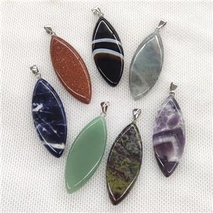 Mixed Gemstone Leaf Pendant, approx 20-50mm [GM19920]