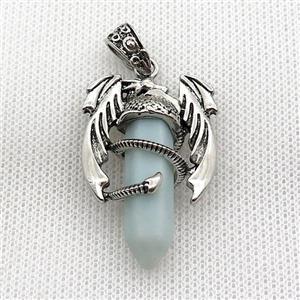 Alloy Dragon Pendant Pave Amazonite Antique Silver, approx 10mm, 25-40mm [GM19925]