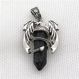 Alloy Dragon Pendant Pave Lava Antique Silver, approx 10mm, 25-40mm [GM19927]