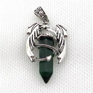 Alloy Dragon Pendant Pave Indian Agate Antique Silver, approx 10mm, 25-40mm [GM19938]