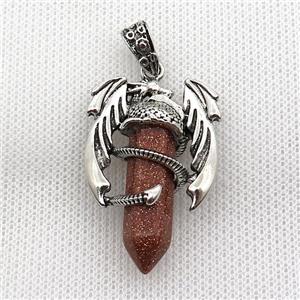 Alloy Dragon Pendant Pave Gold Sandstone Antique Silver, approx 10mm, 25-40mm [GM19943]