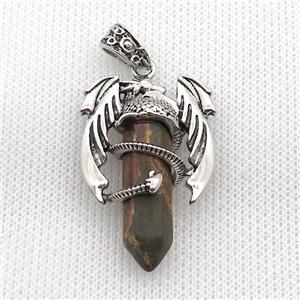 Alloy Dragon Pendant Pave Picasso Jasper Antique Silver, approx 10mm, 25-40mm [GM19949]