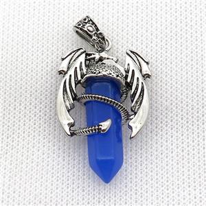 Alloy Dragon Pendant Pave Blue Crystal Glass Antique Silver, approx 10mm, 25-40mm [GM19956]