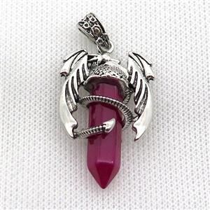 Alloy Dragon Pendant Pave Red Crystal Glass Antique Silver, approx 10mm, 25-40mm [GM19958]