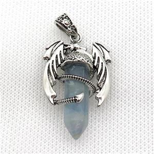 Alloy Dragon Pendant Pave Blue Aquamarine Dye Antique Silver, approx 10mm, 25-40mm [GM19968]