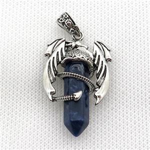 Alloy Dragon Pendant Pave Blue Sodalite Antique Silver, approx 10mm, 25-40mm [GM19978]