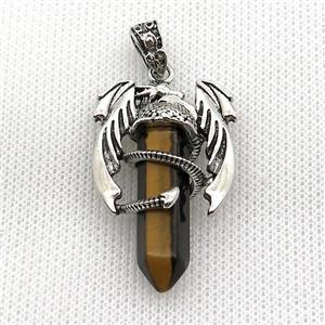 Alloy Dragon Pendant Pave Tiger Eye Stone Antique Silver, approx 10mm, 25-40mm [GM19981]