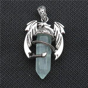 Alloy Dragon Pendant Pave Green Fluorite Antique Silver, approx 10mm, 25-40mm [GM19987]
