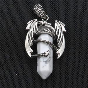 Alloy Dragon Pendant Pave White Howlite Turquoise Antique Silver, approx 10mm, 25-40mm [GM19991]