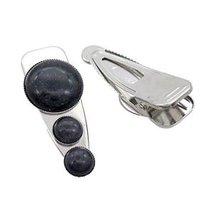 Copper Hair Clips Pave Blue Sandstone Platinum Plated, approx 12mm, 25-60mm [GM19995]