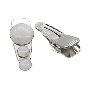 Copper Hair Clips Pave Clear Quartz Platinum Plated, approx 12mm, 25-60mm [GM19996]