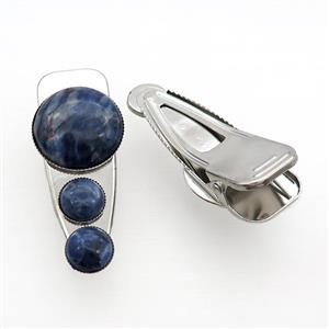 Copper Hair Clips Pave Blue Sodalite Platinum Plated, approx 12mm, 25-60mm [GM19999]