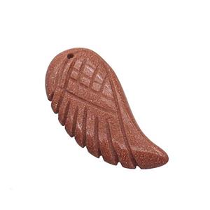 Gold Sandstone Angel Wings Pendant, approx 17-35mm [GM20037-L]