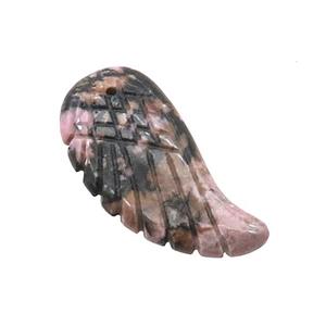Natural Rhodonite Angel Wings Pendant Pink, approx 17-35mm [GM20045-L]