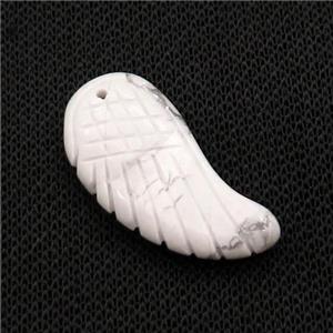 White Howlite Turquoise Angel Wings Pendant, approx 17-35mm [GM20070-L]
