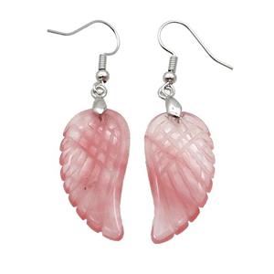 Red Synthetic Quartz Angel Wings Hook Earring, approx 15-30mm [GM20073]