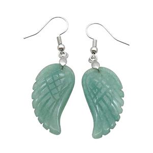 Green Aventurine Angel Wings Hook Earring, approx 15-30mm [GM20074]