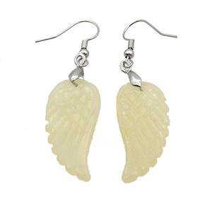 Natural Yellow Honey Jade Angel Wings Hook Earring, approx 15-30mm [GM20075]
